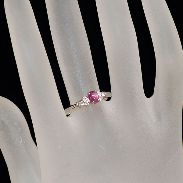 Pt900 スター ルビー ダイヤモンド リング 0.80ct D0.16ct