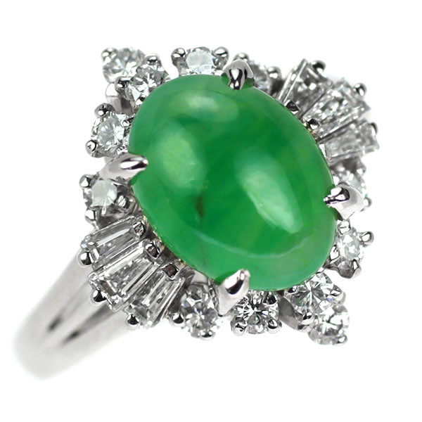 Pt900 翡翠/ヒスイ ダイヤモンド リング D0.54ct