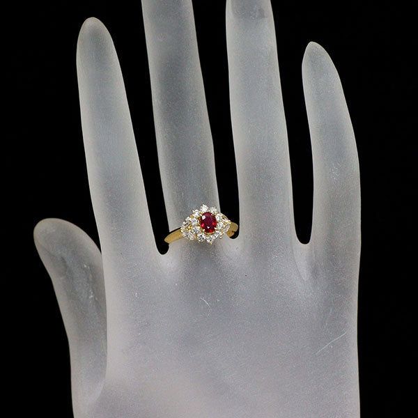 K18YG ルビー ダイヤモンド リング 0.38ct D0.61ct