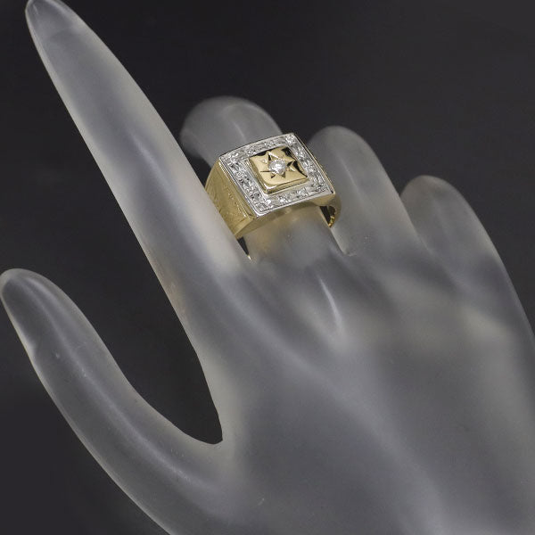 Pt900/ K18YG ダイヤモンド リング 0.21ct 印台