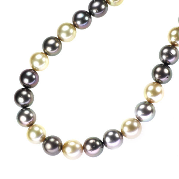 田崎真珠 SV ゴールデン/黒蝶真珠 ネックレス 径約10.6-12.0mm