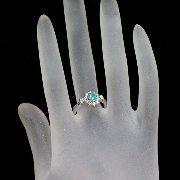 Pt900 ブラジル産 パライバトルマリン ダイヤモンド リング 0.46ct D0.51ct