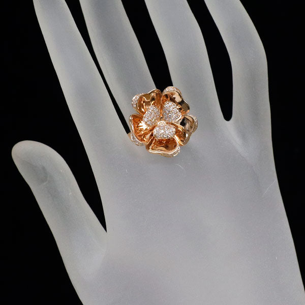 希少 K18PG 天然ピンク/カラーレス ダイヤモンド リング 0.42ct フラワー