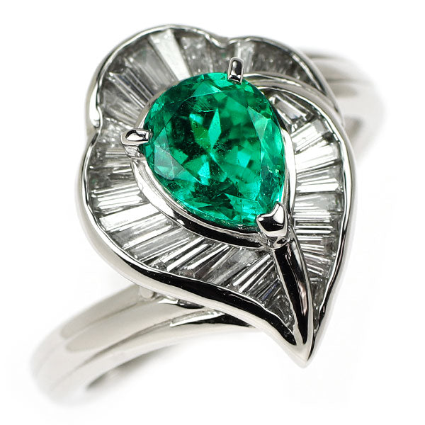 Pt900 エメラルド ダイヤモンド リング 1.12ct D0.48ct
