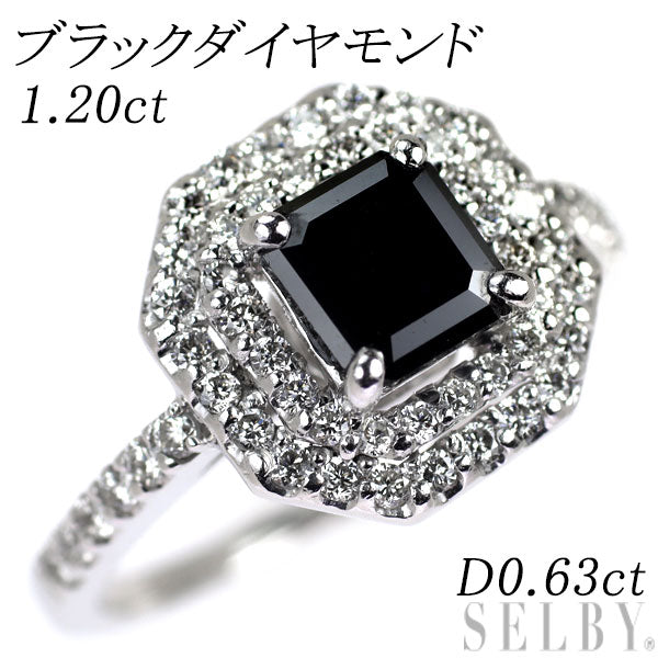 K18WG ブラック/カラーレス ダイヤモンド リング 1.20ct D0.63ct