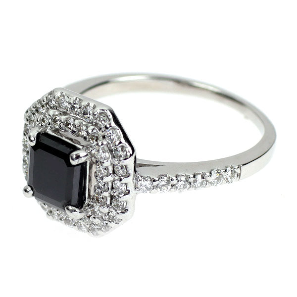 K18WG ブラック/カラーレス ダイヤモンド リング 1.20ct D0.63ct