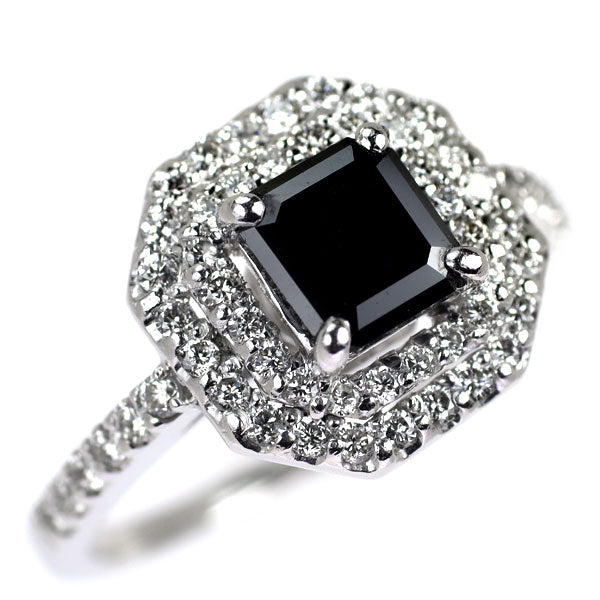 K18WG ブラック/カラーレス ダイヤモンド リング 1.20ct D0.63ct
