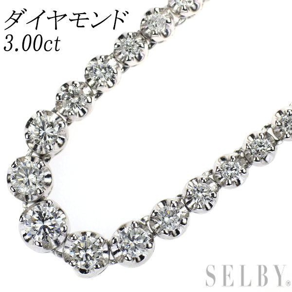 Pt850 ダイヤモンド テニス ネックレス 3.00ct