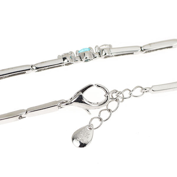 K18WG パライバトルマリン ダイヤモンド ブレスレット 0.125ct D0.36ct