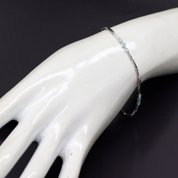 K18WG パライバトルマリン ダイヤモンド ブレスレット 0.125ct D0.36ct