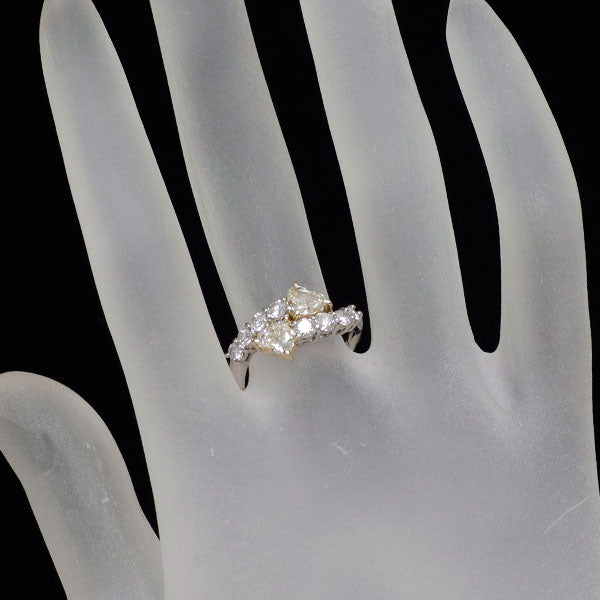 Pt900/ K18YG ハートシェイプ ダイヤモンド リング 0.621ct D0.677ct