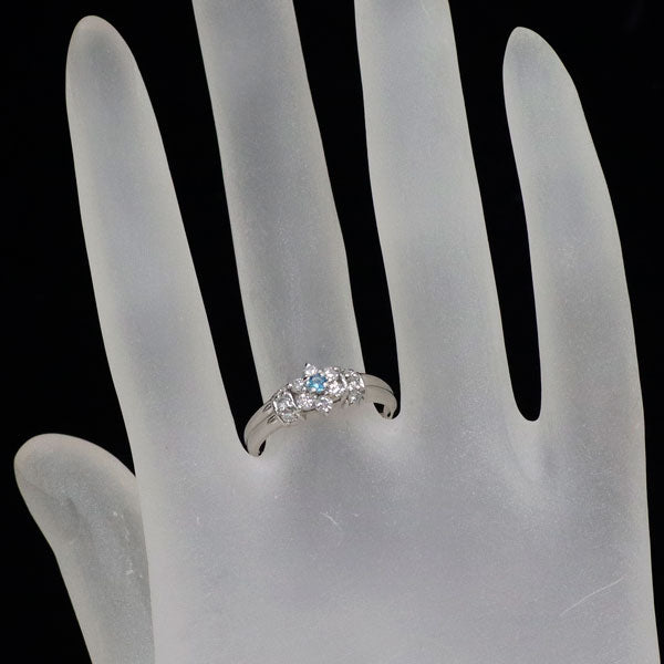 Pt900 パライバトルマリン ダイヤモンド リング 0.05ct D0.36ct フラワー