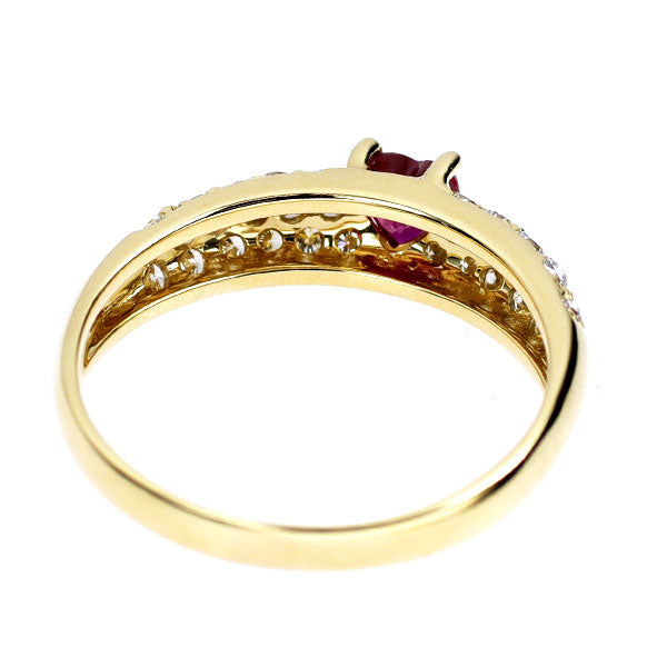 10k gold ルビー ダイヤモンド　ハート型リング 10K ルビー・ダイヤモンド ハートシェイプリング | ＜天然石ジュエリー