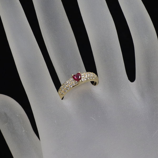 K18YG ハートシェイプ ルビー ダイヤモンド リング 0.40ct D0.50ct