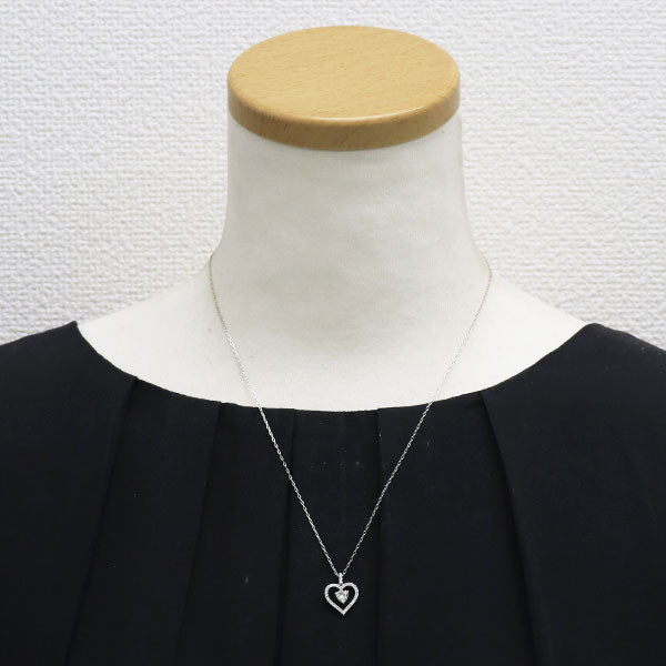 Pt900/ Pt850 ハートシェイプ ダイヤモンド ペンダントネックレス 0.317ct D0.12ct