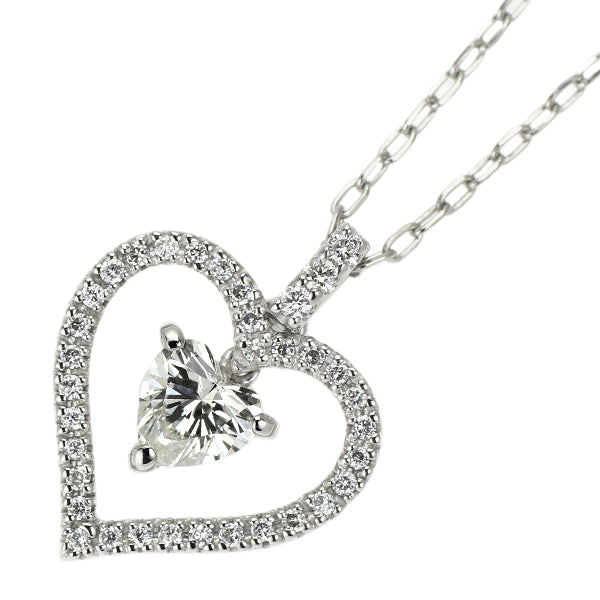 Pt900/ Pt850 ハートシェイプ ダイヤモンド ペンダントネックレス 0.317ct D0.12ct