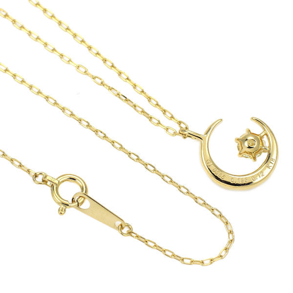 K18YG ダイヤモンド ペンダントネックレス 0.185ct D0.12ct 月