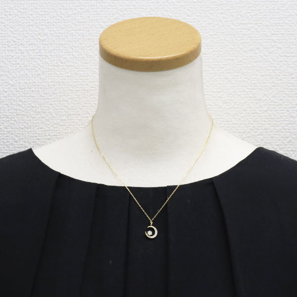 K18YG ダイヤモンド ペンダントネックレス 0.185ct D0.12ct 月