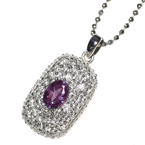 田崎真珠 希少 Pt ブラジル産 アレキサンドライト ダイヤモンド ペンダントネックレス 0.58ct D1.00ct