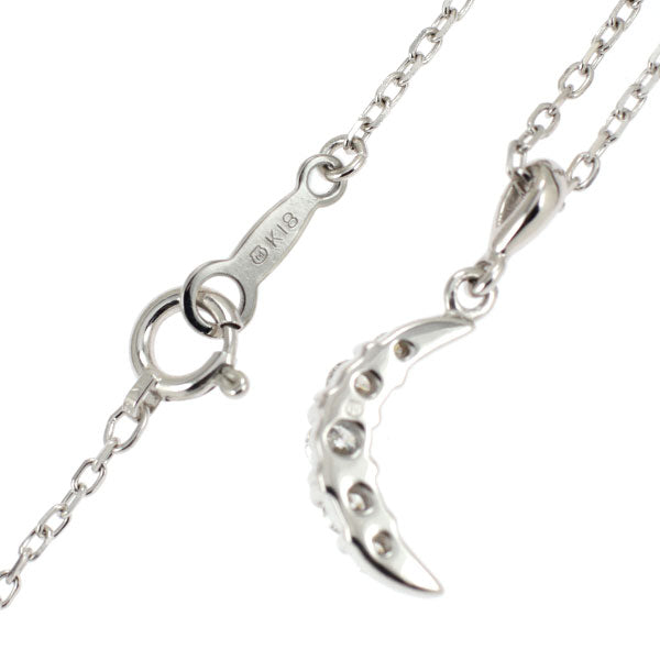 ミキモト K18WG ダイヤモンド ペンダントネックレス 0.17ct 月