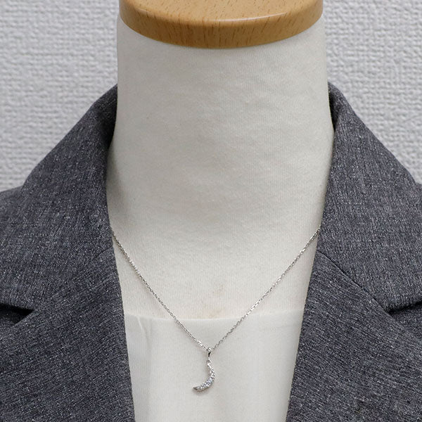 ミキモト K18WG ダイヤモンド ペンダントネックレス 0.17ct 月