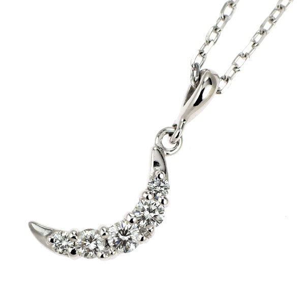 ミキモト K18WG ダイヤモンド ペンダントネックレス 0.17ct 月
