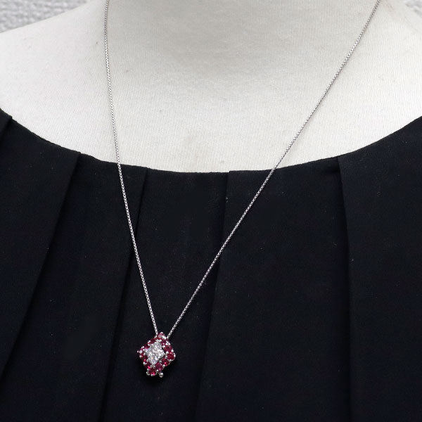 田崎真珠 Pt ルビー ダイヤモンド ペンダントネックレス 0.41ct