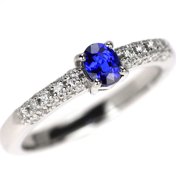 Pt900 ロイヤルブルーサファイア ダイヤモンド リング 0.39ct D0.17ct
