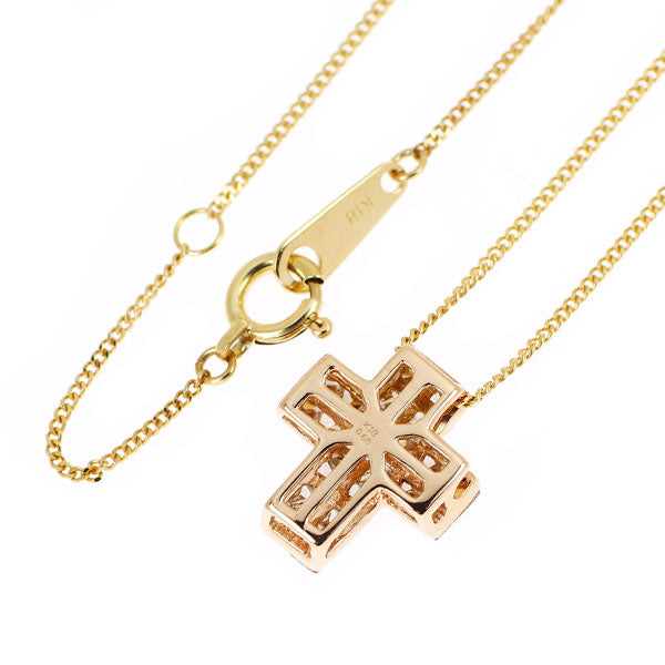 K18YG/PG ダイヤモンド ペンダントネックレス 0.60ct ミステリーセッティング クロス