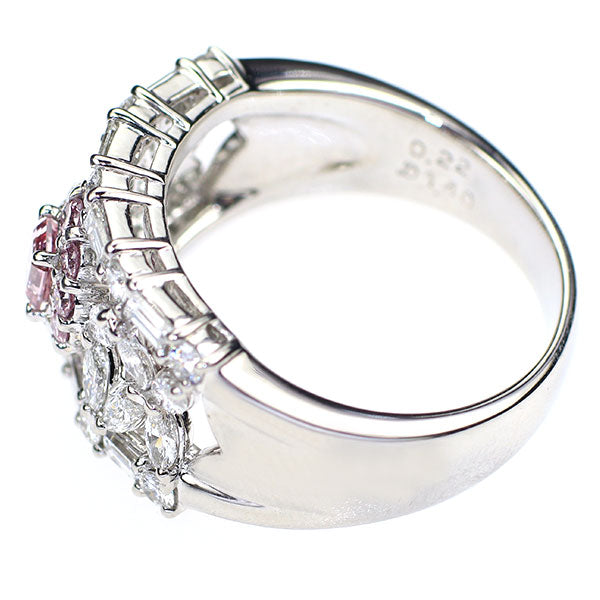 Pt950 天然ビビッドピンクダイヤモンド リング 0.282ct FVPP I1 PD0.22ct D1.40ct