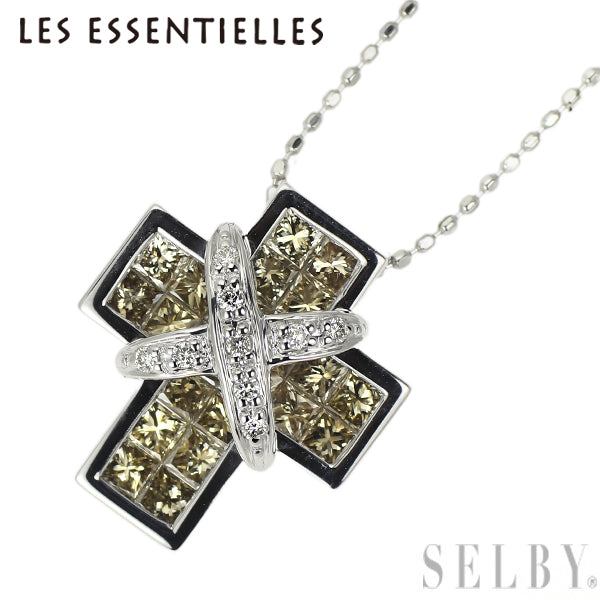 レ・エッセンシャル K18WG ダイヤモンド ペンダント ミステリーセッティング レ・エッセンシャル K18WG ダイヤモンド ペンダントネックレス