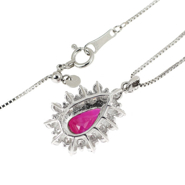 Pt 非加熱ピジョンブラッドルビー ダイヤモンド ペンダントネックレス 2.01ct D1.03ct