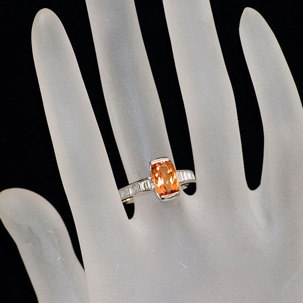 Pt900 インペリアルトパーズ ダイヤモンド リング 2.74ct D0.41ct