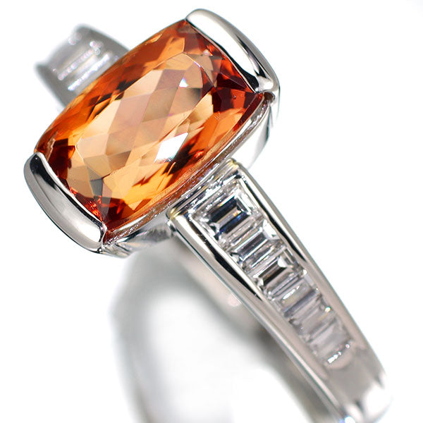 Pt900 インペリアルトパーズ ダイヤモンド リング 2.74ct D0.41ct