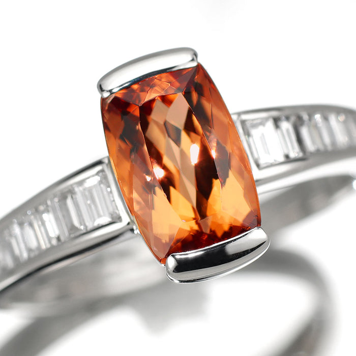Pt900 インペリアルトパーズ ダイヤモンド リング 2.74ct D0.41ct