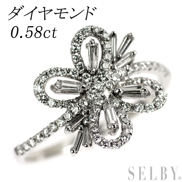 K18WG ダイヤモンド リング 0.58ct フラワー
