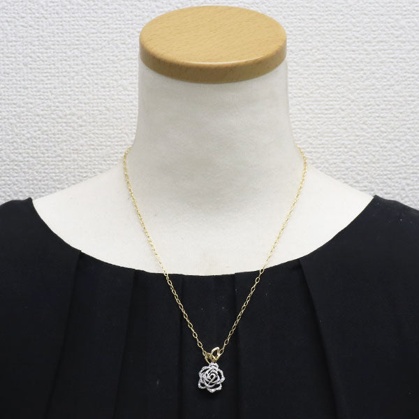 K18YG/WG ダイヤモンド ペンダントネックレス 0.50ct 薔薇 フラワー