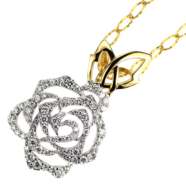 K18YG/WG ダイヤモンド ペンダントネックレス 0.50ct 薔薇 フラワー