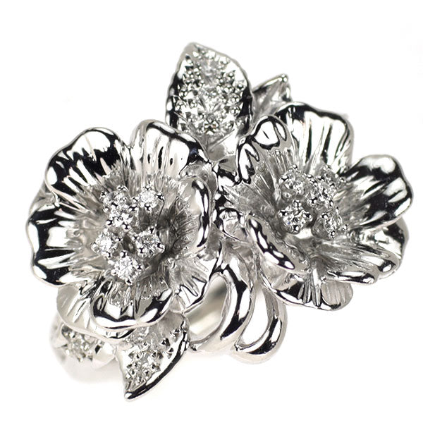 K18WG ダイヤモンド リング 0.19ct フラワー