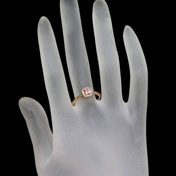 K18PG ロードクロサイト ダイヤモンド リング 0.33ct D0.09ct