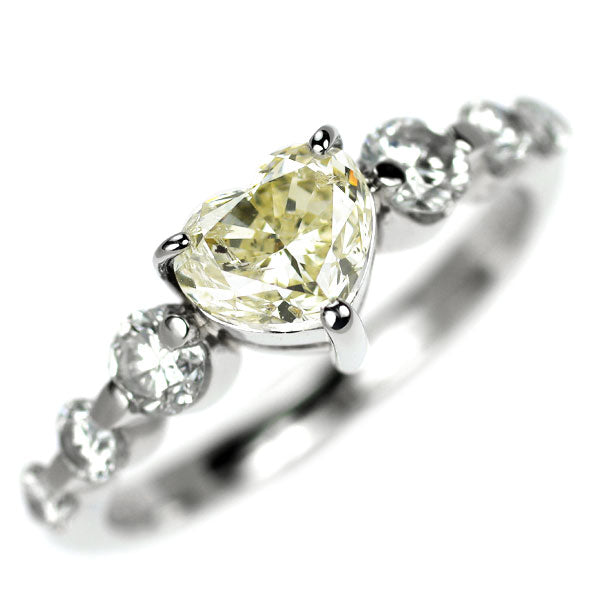 Pt900 ハートシェイプ ダイヤモンド リング 1.02ct D0.63ct