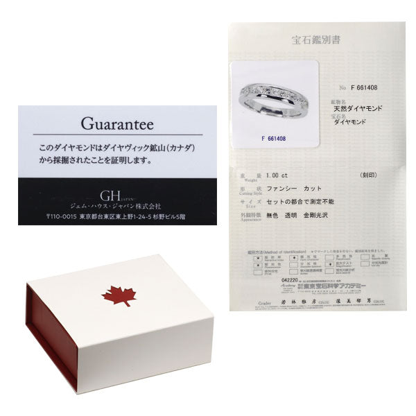 カナディアンダイヤモンド Pt950 プリンセスカット ダイヤモンド リング 1.00ct ハーフエタニティ