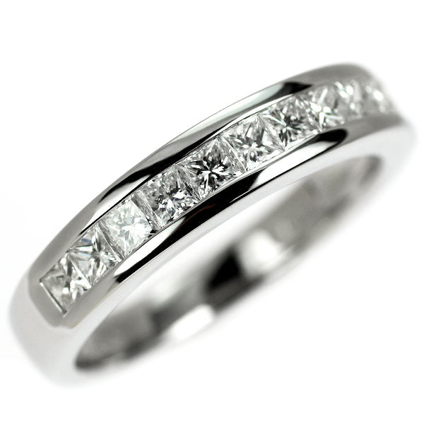 カナディアンダイヤモンド Pt950 プリンセスカット ダイヤモンド リング 1.00ct ハーフエタニティ