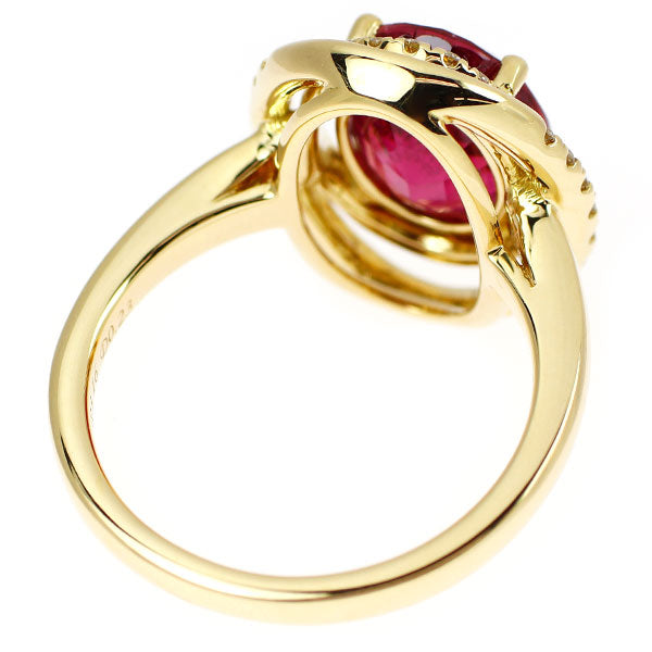 K18YG ルベライト ダイヤモンド リング 3.16ct D0.23ct