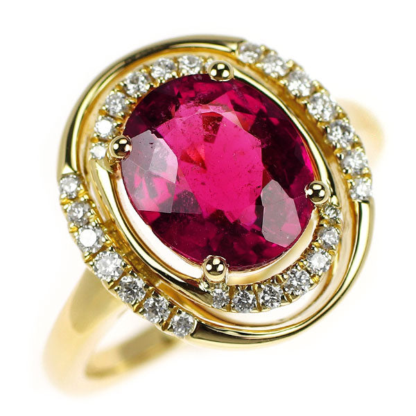 K18YG ルベライト ダイヤモンド リング 3.16ct D0.23ct