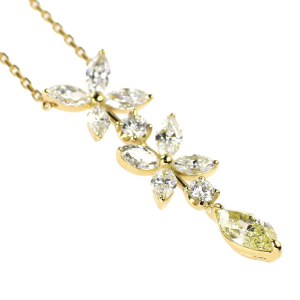 ディアヴァンテ K18YG マーキス ダイヤモンド ネックレス 0.754ct D1.425ct