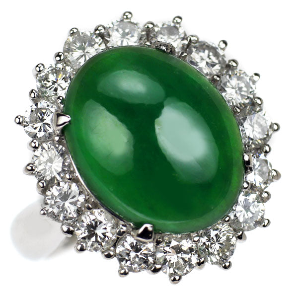 Pt900 翡翠 ダイヤモンド リング 8.18ct D2.14ct