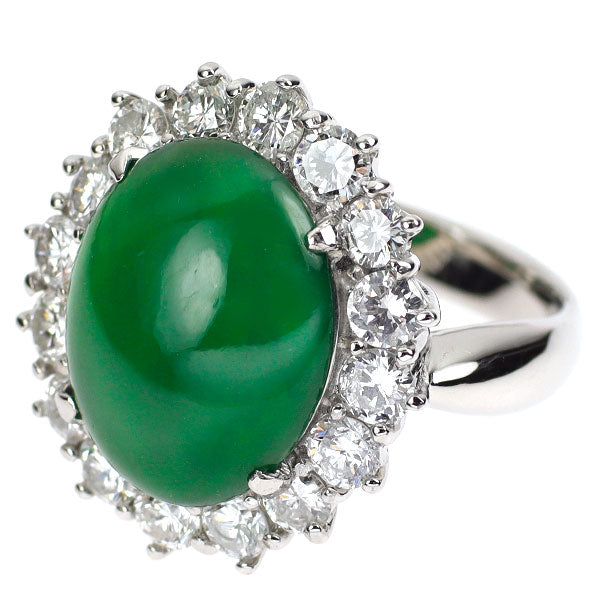 Pt900 翡翠 ダイヤモンド リング 8.18ct D2.14ct