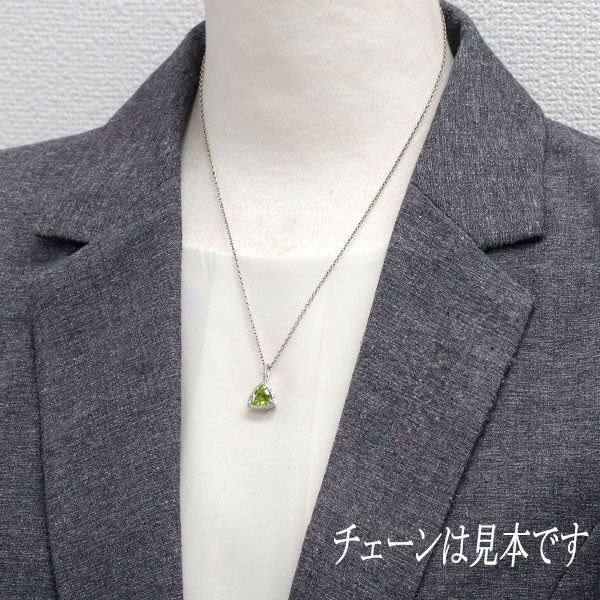 K18WG ペリドット ダイヤモンド ペンダントトップ 1.69ct D0.17ct