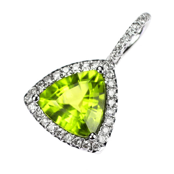 K18WG ペリドット ダイヤモンド ペンダントトップ 1.69ct D0.17ct